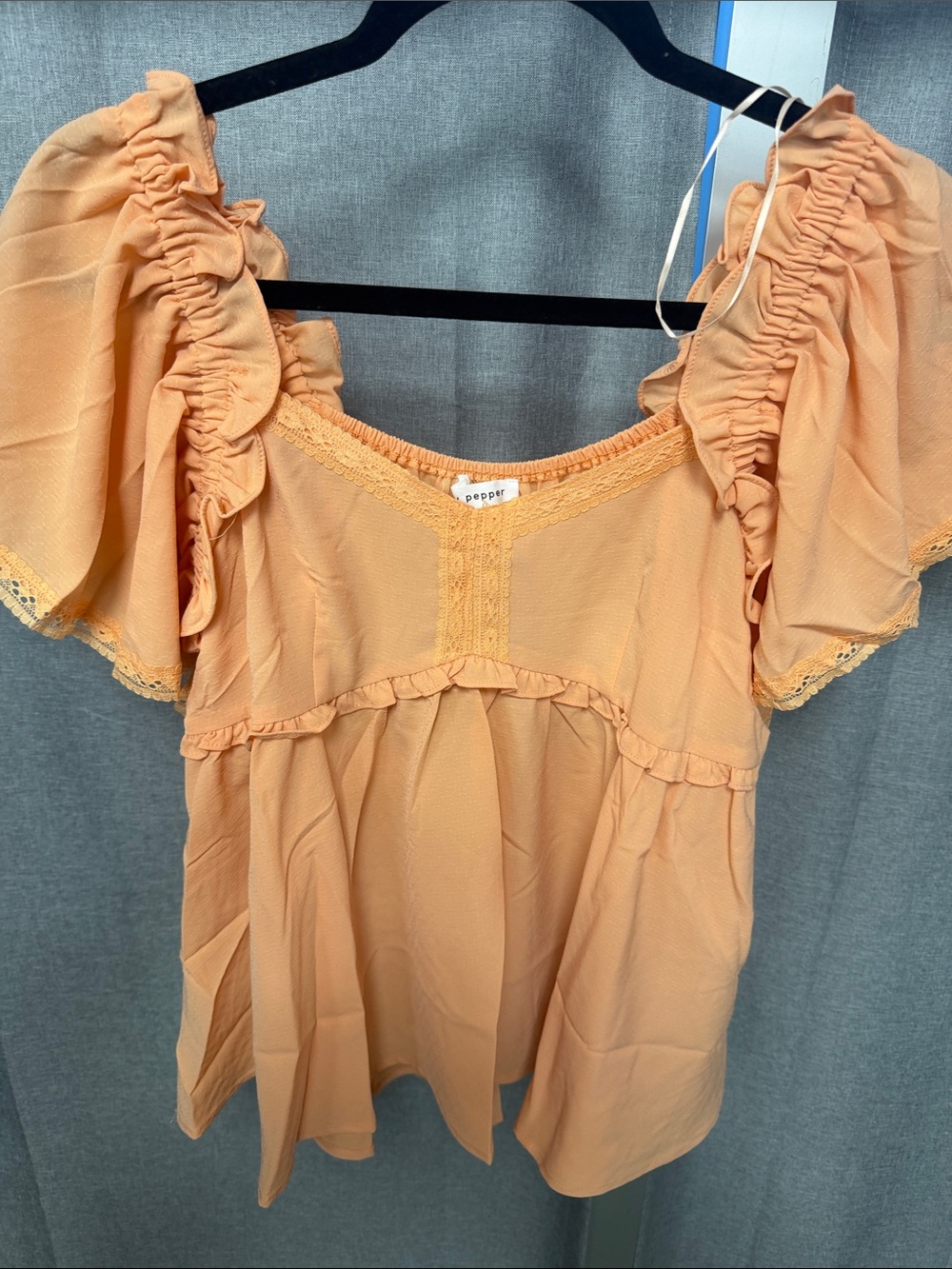 Blu Pepper Peach Ruffle Sleeve Blouse